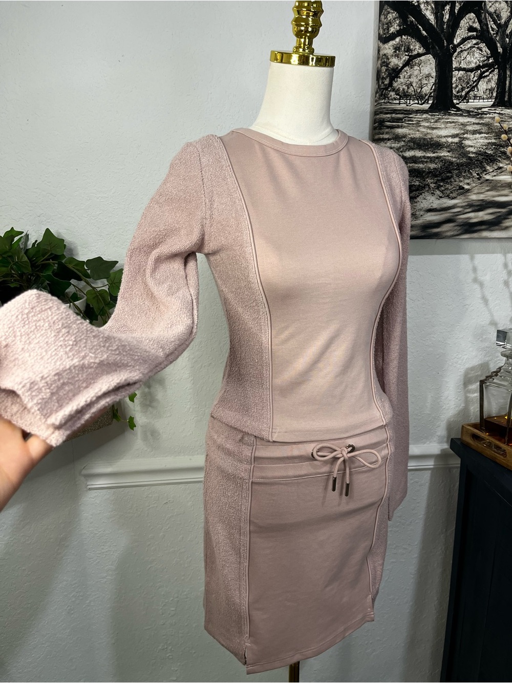 NWT Pale Pink Towelling Panel Top Maniere du Voir UK 10 - Picture 7 of 16
